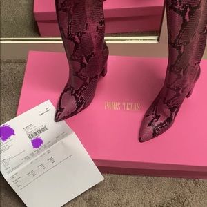 NWT—PARIS TEXAS SNAKE PRINT 100mm BOOTS